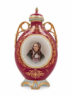 A Vienna Painted Porcelain Flask