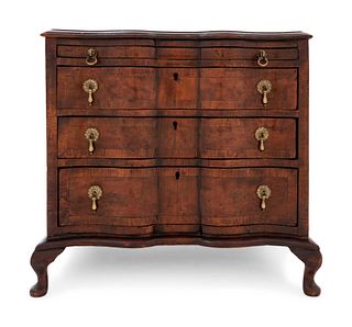 A Continental Walnut Diminutive Chest of Drawers or Salesman's Model