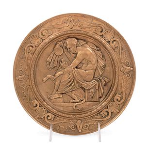 A Continental Gilt Bronze Plate