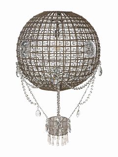 A Beaded and Cut Glass Montgolfier Chandelier