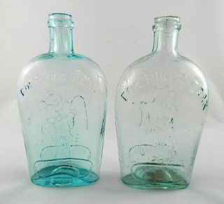 2 Pike's Peak aqua pint flasks
