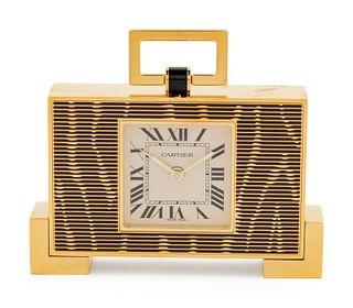 A Cartier Art Deco Style Travel Clock