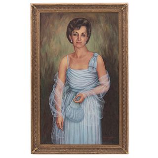 Zaida Ruth Násser. Retrato de Dama. Firmado y fechado 1992. Óleo sobre tela. Enmarcado. 100 x 60 cm