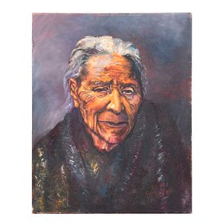 Beatrissa Radel. La abuela. Firmado y fechado 1990. Óleo sobre tela. Sin enmarcar. 50 x 40 cm.