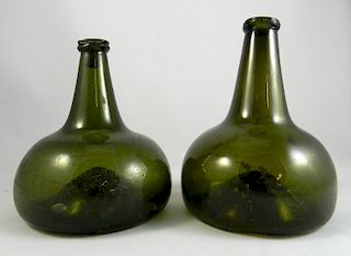 2 18th c. Dutch wine bottles