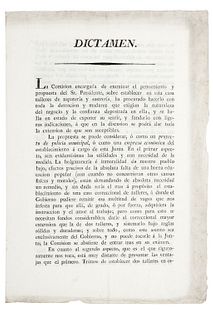 Tagle - Baz - Valdés. Dictamen sobre el Establecimiento de Talleres para Instrucción de Vagos. México, mayo 13 de 1824.
