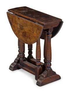 A William and Mary Turned Oak Gate-Leg Diminutive Side Table