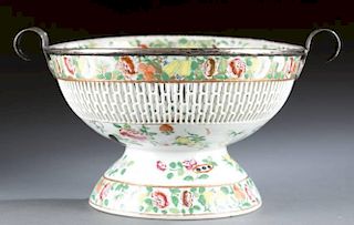 Chinese reticulated porcelain compote.