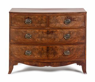 A George III Mahogany and Walnut Chest of Drawers