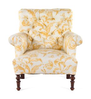 A William IV Style Button Tufted Mahogany Easy Chair