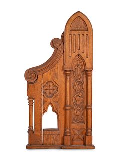 A Gothic Revival Carved Oak Architectural Panel