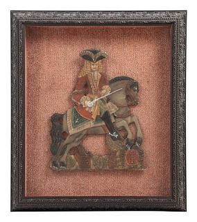 An English Wax Picture of a Gentleman on Horseback