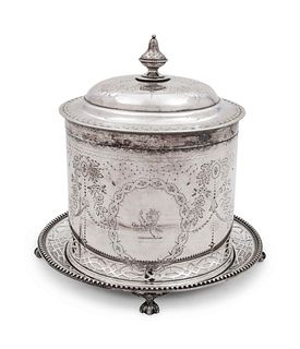 A Victorian Silver Biscuit Barrel