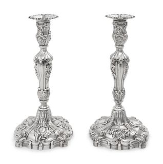 A Pair of Silver Candlesticks  