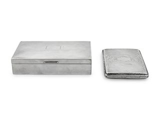 A Silver Cigarette Box and a Silver Cigarette Case