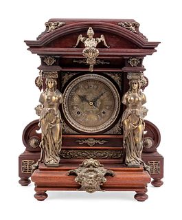 An Ansonia Senator Gilt Metal Mounted Mahogany Mantel Clock