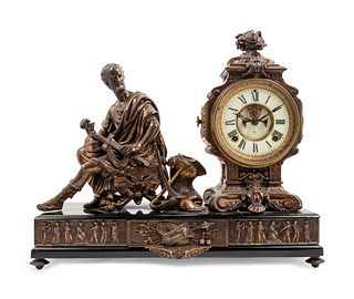 An Ansonia Cincinnatus Gilt-Metal Mantel Clock