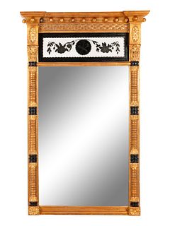 A Federal Style Giltwood and Eglomise Mirror