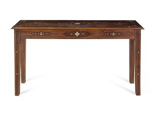 A Syrian Carved Mother-of-Pearl Inlaid Walnut Console Table