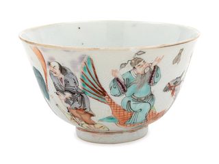 A Famille Rose 'Eight Immortals' Incised and Painted Porcelain Bowl  