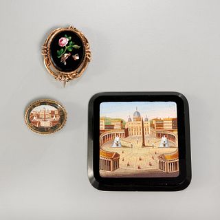 Antique Italian micro-mosaic brooches & plaque