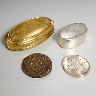 Continental silver and brass snuff boxes