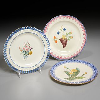 (3) old creamware plates, incl ex-Mario Buatta