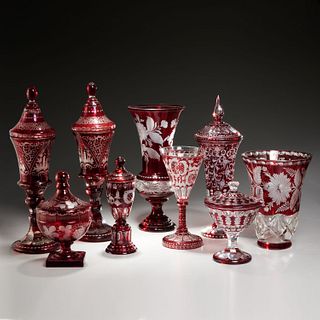 Nice collection antique Bohemian ruby glass