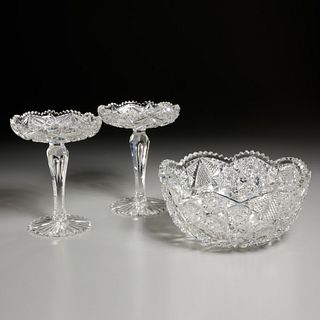 Nice Brilliant cut crystal center bowl & compotes