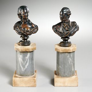 French bronze busts Louis XVI and Marie Antoinette
