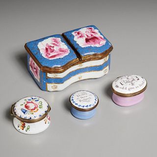 (4) George III enamel patch and snuff boxes