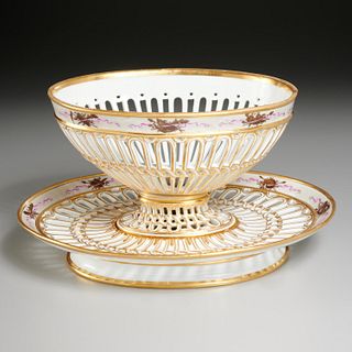 Old Paris porcelain centerpiece basket