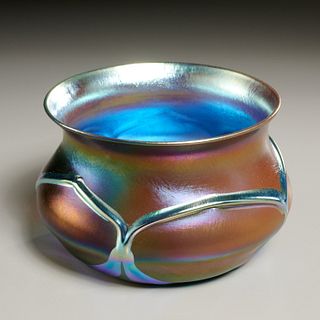 Tiffany Studios blue Favrile glass vase