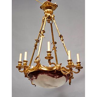 Daum Belle Epoque glass and bronze chandelier