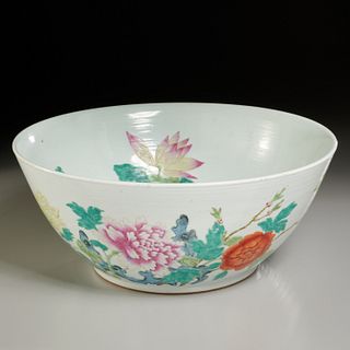 Large Chinese porcelain lotus decorated bowl