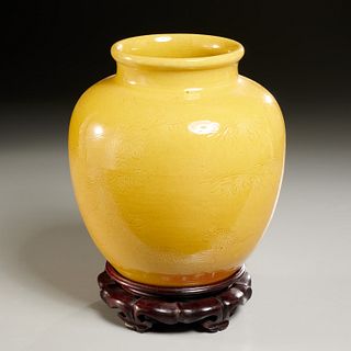 Chinese monochrome yellow porcelain vase