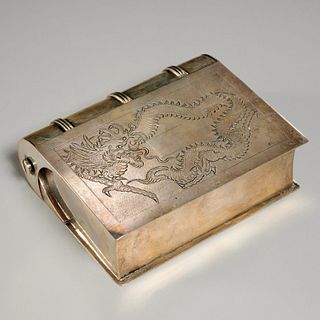 Chinese Export silver book-form box