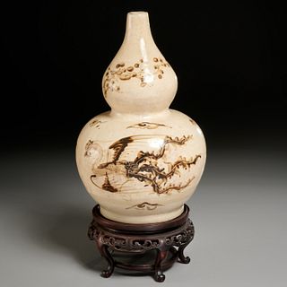 Asian earthenware double gourd vase