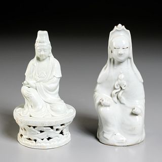 (2) Chinese Dehua and celadon porcelain Guanyin