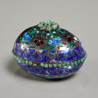 Mughal style enameled and jeweled egg box