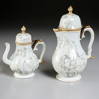 (2) Chinese Export teapots, Greek myth themes