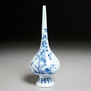 Chinese blue & white porcelain rose water bottle