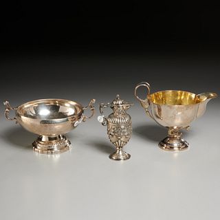 (3) Continental silver antique table objects