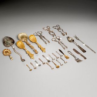 Group (26) assorted antique silver utensils