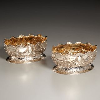 Pair English Victorian small sterling footed bowls