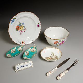 Group Meissen hand-painted porcelains