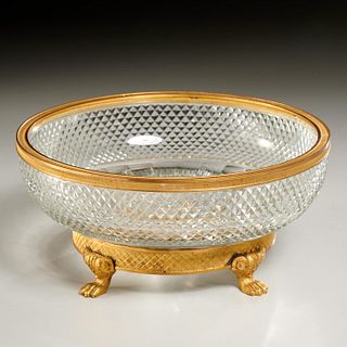 French gilt bronze and crystal bowl
