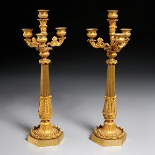 Pair Charles X gilt-bronze candelabra