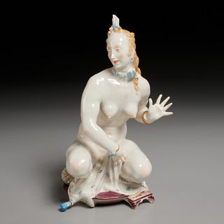 Volkstedt porcelain figure of a nude female bather