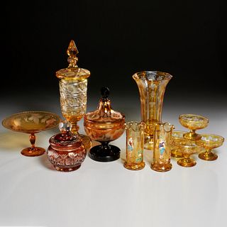 Lovely collection Bohemian amber glass